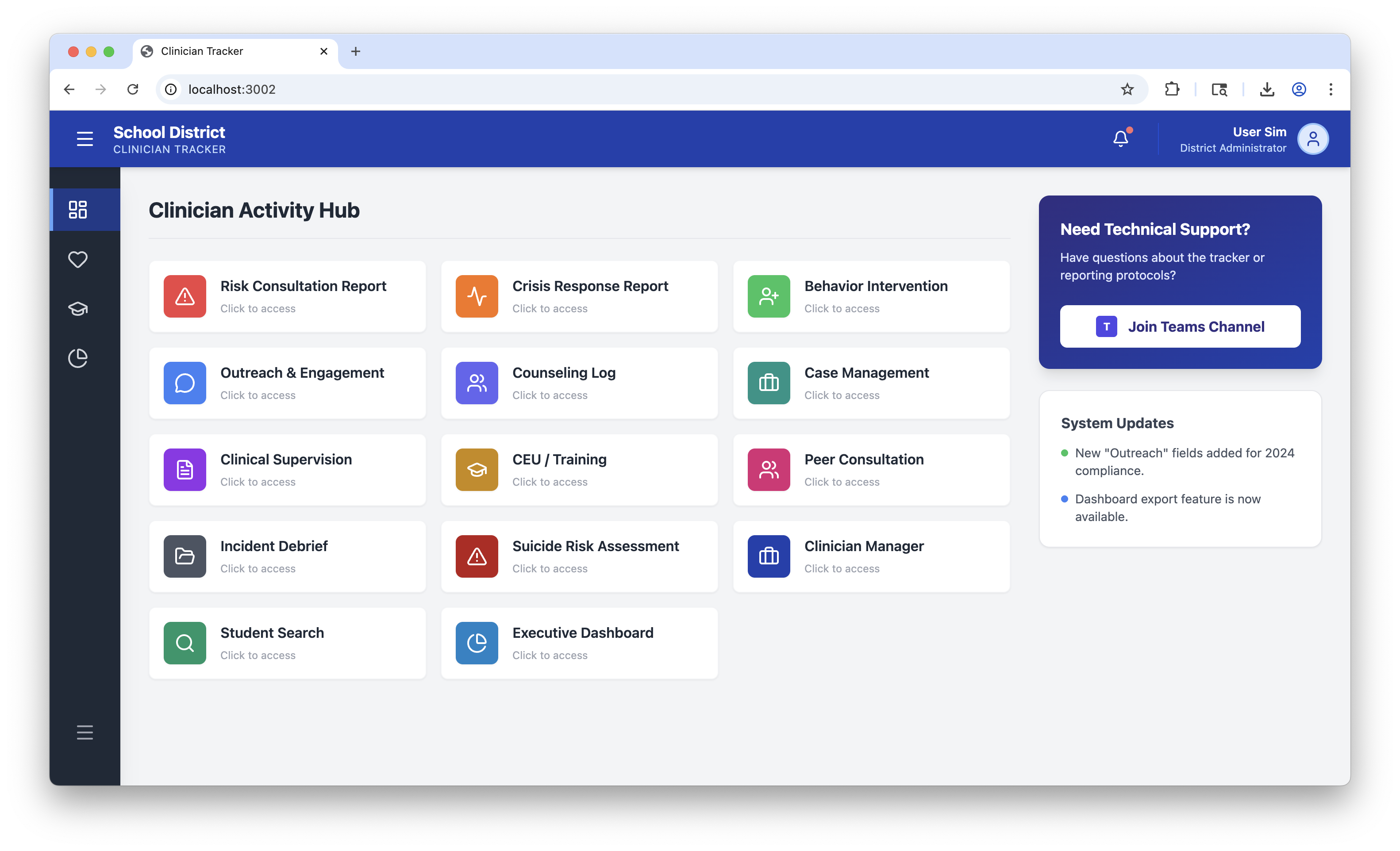 Clinician Tracker & Reporting System preview